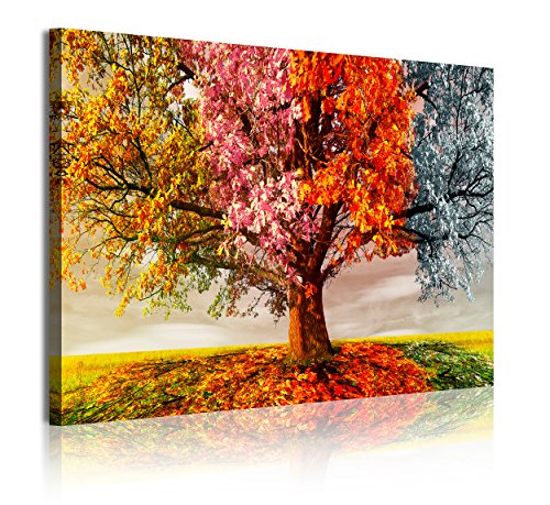 DekoArte 337 - Cuadros Modernos Impresión de Imagen Artística Digitalizada | Lienzo Decorativo para Tu Salón o Dormitorio | Estilo Paisaje Árboles Cuatro Estaciones del Año | 1 Piezas 120 x 80 cm