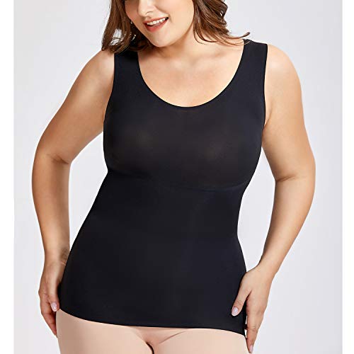 DELIMIRA Camiseta Moldeadora Camiseta Interior Body Shaper sin Costuras Ropa Interior para Mujer Negro 46