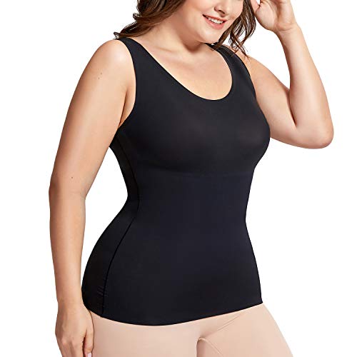 DELIMIRA Camiseta Moldeadora Camiseta Interior Body Shaper sin Costuras Ropa Interior para Mujer Negro 46