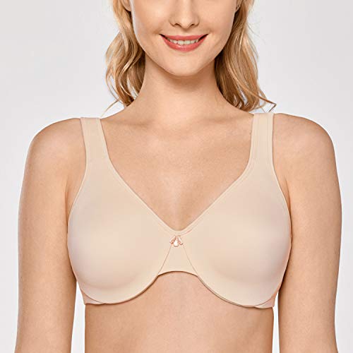 DELIMIRA - Sujetador Reductor Copa Completa con Aros Minimizador para Mujer Beige 110C