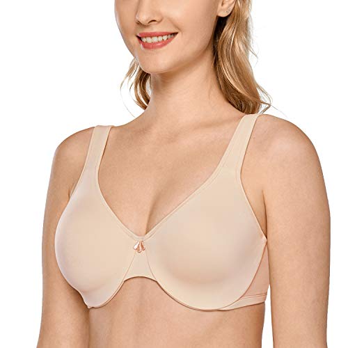 DELIMIRA - Sujetador Reductor Copa Completa con Aros Minimizador para Mujer Beige 110C