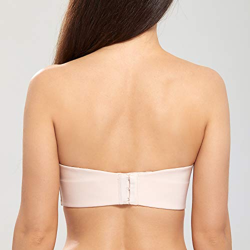 DELIMIRA - Sujetador sin Tirantes Talla Grande Copa Foam con Aros para Mujer Beige 90C