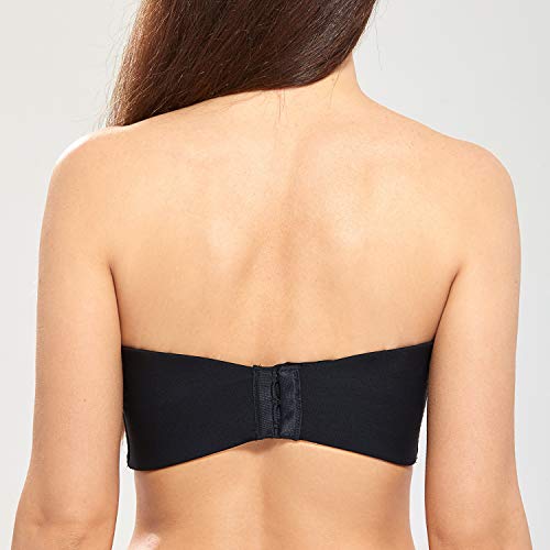 DELIMIRA - Sujetador sin Tirantes Talla Grande Copa Foam con Aros para Mujer Negro 110D