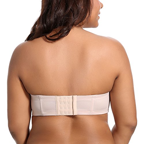 DELIMIRA - Sujetador sin Tirantes Tallas Grandes Push Up de Silicona para Mujer Beige 110F