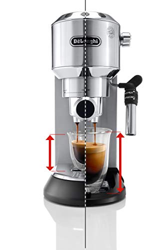 De'longhi Dedica - Cafetera de Bomba de Acero Inoxidable para Café Molido o Monodosis, Cafetera para Espresso y Cappuccino, Depósito de 1.3 Litros, Sistema Anti-goteo, EC685.M, Metal 30x33x15cm