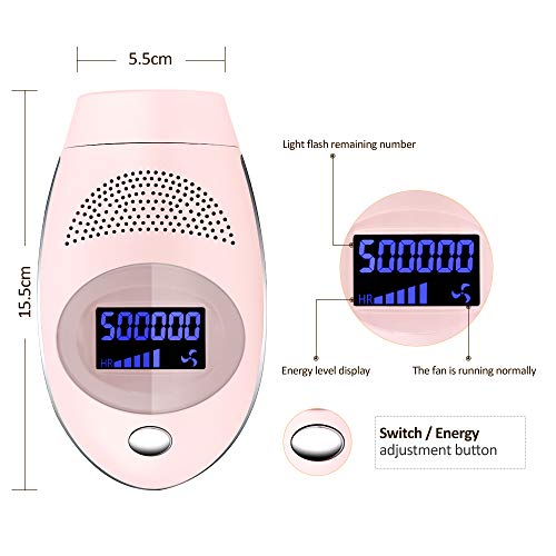 Depiladora de Luz Pulsada Sistema IPL para Cuerpo y Zona del Bikini Depiladora de 500,000 Pulsaciones para el Retiro del Pelo Permanente con Sensor de Piel para Hogar y Viaje, para Mujer y Hombre