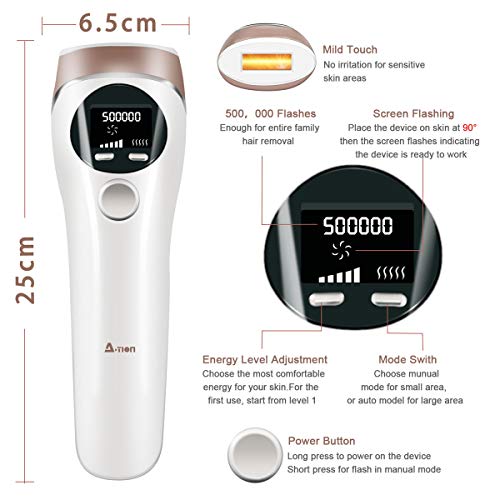 Depiladora Luz Pulsada, ACTION 2 Modos de Depilacion Definitiva Profesional, 500,000 Pulsaciones IPL Depiladora Laser para Hombre Mujere en Cuerpo, Cara, Piernas y Zonas Precisión, Blanco