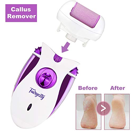 Depiladoras Facial Mujer Afeitadora Electrica Depilación Femenina Recortadora Bikini Fairycity 4 en 1 Máquina de Afeitar Pedicura Depilador con LED para Labio Brazo Piernas Axila Recargable