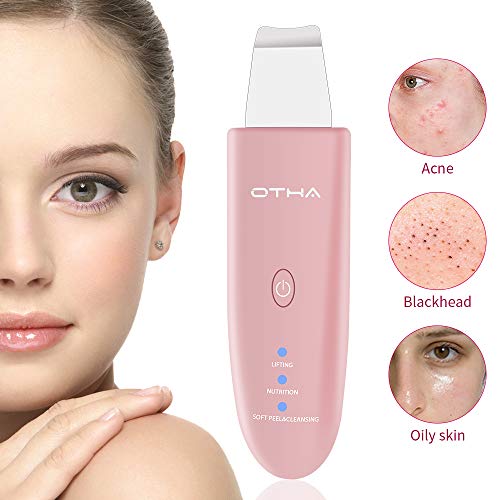 Depurador de la piel, Skin Scrubber OTHA Espátula de piel limpiadora facial -Extractor de comedones- Limpiador ultrasónico de poros -Masajeador Facial Lifting Tool