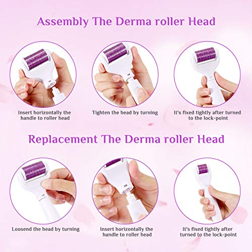 Dermaroller, Winpok 6 en 1 Derma Roller, Derma roller, Ideal para tratar cara, Anti-Edad, Antiarrugas, rodillo facial titanio, por Ojos, Cara, Cuerpo (morado)