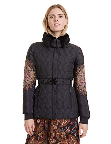 Desigual Coat AGGU Abrigo, Negro (Negro 2000), 38 para Mujer