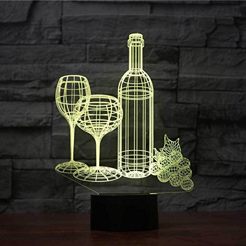 DFDLNL Copa de Vino Led 3D Luz Nocturna Uvas Escritorio romántico Lámparas de Mesa   para niños Fiesta Dormitorio Ambiente Lámpara 3D Regalos para niños