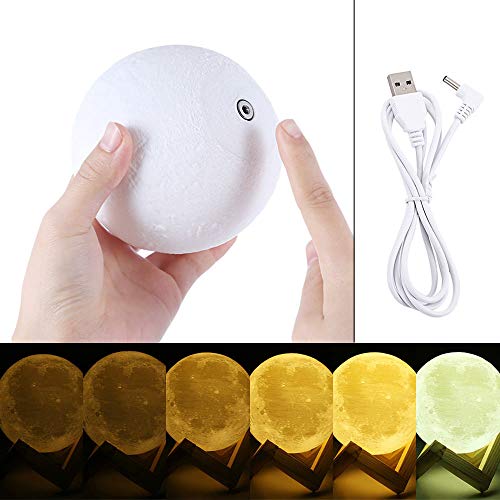 DFDLNL Lámpara de Luna de impresión 3D 8cm USB Luz táctil LED Luminaria Iluminación Lámpara de Dormitorio Luz Nocturna Cambio de Color Luz