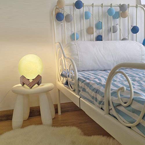 DFDLNL Lámpara de Luna de impresión 3D 8cm USB Luz táctil LED Luminaria Iluminación Lámpara de Dormitorio Luz Nocturna Cambio de Color Luz