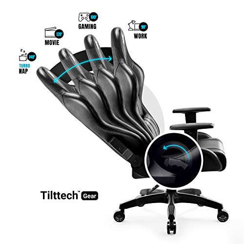 Diablo X-One 2.0 Silla Gaming Gamer Oficina Sillon de Ordenador Reposabrazos Ajustables Cuello/Cojín Lumbar Diseño Ergonómico (Negro, Normal)