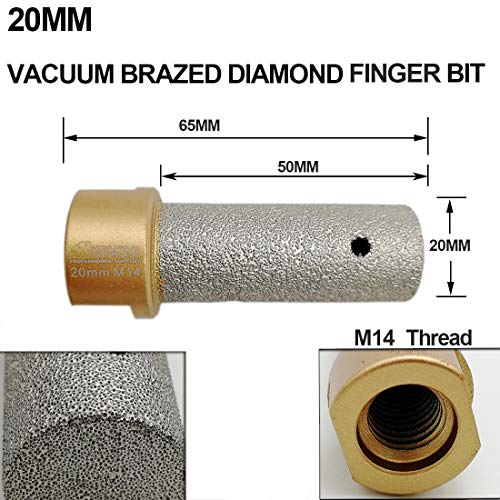 DIATOOL - Fresa de punta de diamante para azulejos y encimera de piedra M14, rosca de vacío brasileña, ampliación, bisel redondo, agujeros existentes en porcelana y granito de mármol de cerámica dura