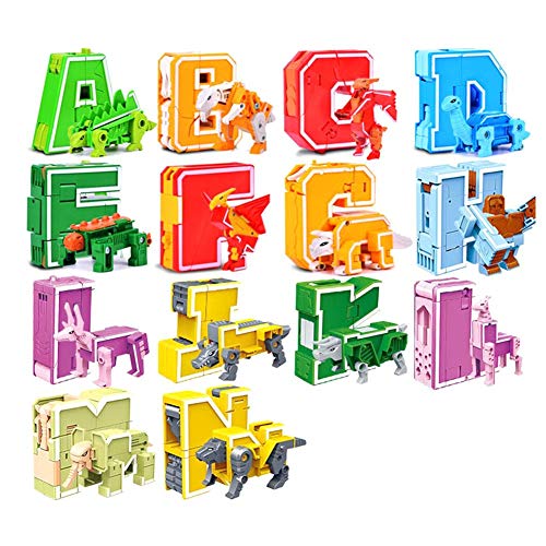 Dinosaurios Robot Juguetes, Robot Deformación, 26 Letras Transformar Figuras de Robot, Dinosaurio/Animales/Robots montados, para niños en Edad Preescolar