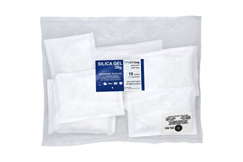 Disidry 10 x 30 Gramos - BOLSITAS DESECANTES DE Gel DE SÍLICE EN TYVEK - Deshumidificador, regenerable - Silica Gel