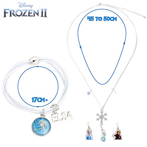 Disney Frozen 2 Juguetes Niña Set de Joyas, Accesorios Disfraz Frozen con Princesas Anna Elsa, Joyas Niña con Collar Pulsera y Pendientes, Regalos Frozen para Niñas 3+