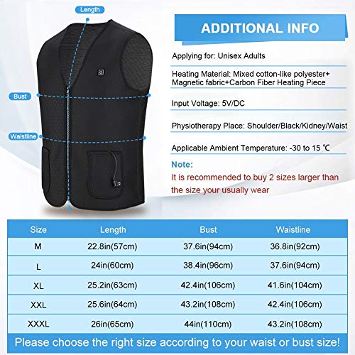 DOACT Chaleco Calefactable Exteriores, Chaqueta Calefactable Lavable, Tres Engranajes Eléctrica Calefactable Chaquetas Acampada y Marcha, Adecuado Hombres y Mujeres Caza Pesca Esquiar (L)