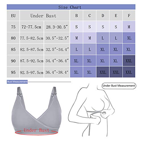 Doaraha Sujetadores de Lactancia Premamá para Mujer Sujetador de Maternidad Bra Bralette sin Costuras Sostén Embarazada con Almohadillas Prevención Derrames Removibles (Negro+Gris (2Pcs), S)