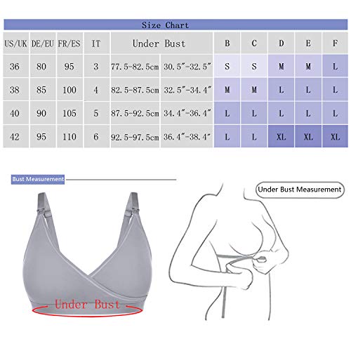 Doaraha Sujetadores de Lactancia Premamá para Mujer Sujetador de Maternidad Bra Bralette sin Costuras Sostén Embarazada con Almohadillas Prevención Derrames Removibles (Negro+Gris (2Pcs), S)