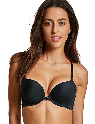 DOBREVA Sujetador Invisible Push Up con Aros con Relleno para Mujer Negro ES:85E (EU 70E)