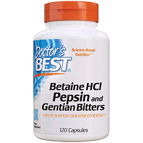 Doctor's Best Betaine HCl Pepsin & Gentian Bitters - 120 caps 120 unidades 140 g