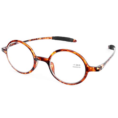 DOOViC - Gafas de lectura redondas, 2,75, lentes transparentes para hombres y mujeres, con marco TR90 flexible, duradero, súper ligero y plegable, diseño de templo italiano, gafas de lectores livianas