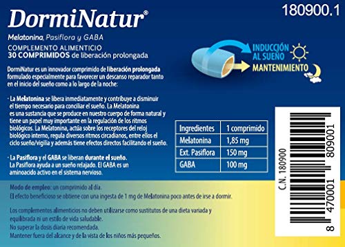 Dorminatur Comprimidos, 50g, Pack de 30. Con melatonina y Vitamina B6. Facilita la conciliación del sueño para mejorar el descanso