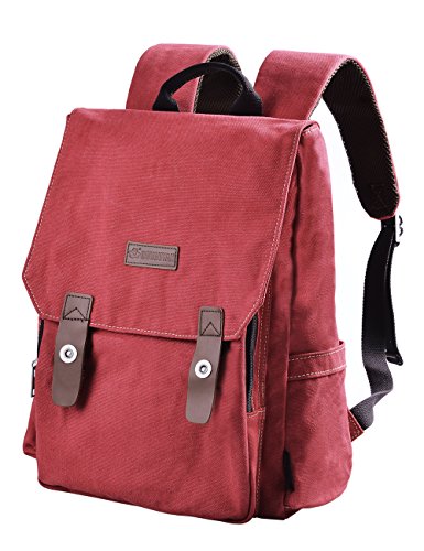 Douguyan Lona Mochila Bolsa para Mujer Mochilas Hombre Macbook Computadora de Escuela Viaje 120 Rojo