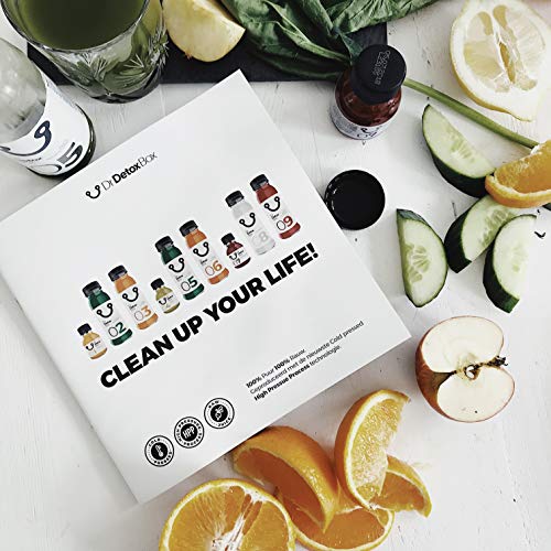 DrDetoxBox Dieta de Desintoxicación 3 dias (Veggie) - 27 Zumos de Verduras Extractos frios, Purificadores, Adelgazantes, Drenantes, manual incluydo