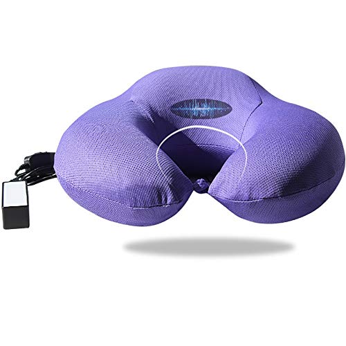 DSAKOX En Forma de U Almohada de Masaje eléctrica, en Forma de U Cervical del Cuello del Recorrido de la Almohadilla, Avión Apoyo for la Cabeza de la Siesta Almohada for Cuello