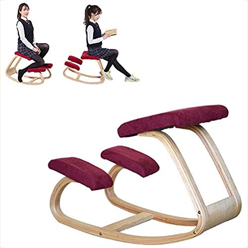 DSHUJC Silla ergonómica para arrodillarse, Mecedora, balanceo, Taburete de Madera para Rodillas, Postura correctiva, Asiento para el hogar y la Oficina, Alivia el Dolor de Espalda y cuell