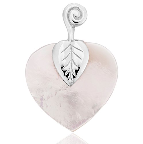 DTP Silver - Colgante de Mujer en Forma de Corazón 23 x 32 mm - Plata de Ley 925 y Madreperla