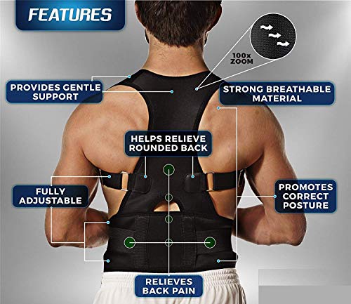 Ducomi Extreme Posture - Corrector de Postura Ajustable para Espalda - Correa de Soporte y Ayuda de Corrección con 12 Imanes de 800 Gauss - Evita Dolor e Inflamación en Articulaciones (Beige, S)