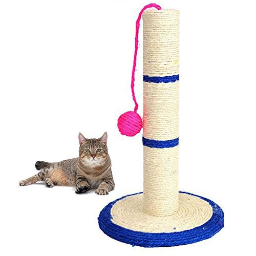 Ducomi® Miao - Columna para Uñas Gatos con Juegos de Pelota Cuerda Sisal Natural (Small)