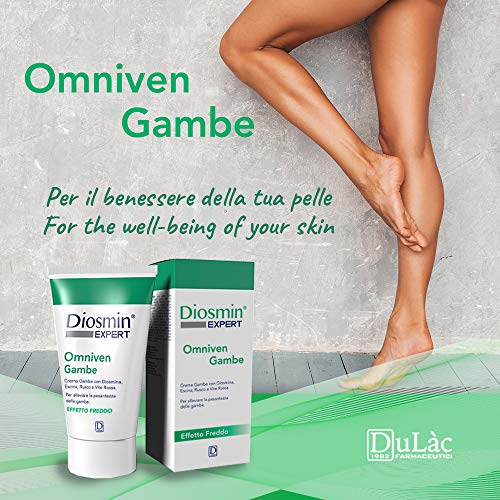 Dulàc - Omniven Piernas - 150 ml - Gel crema refrescante para piernas pesadas que estimula la circulación - Con diosmina, escina, rusco, vid roja y castaño de Indias - EFECTO FRÍO - Diosmin Expert