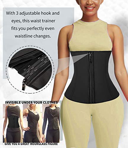 DUROFIT Fajas Reductoras de Cinturón Lumbar Abdomen Látex Entrenador Cintura Alta Cinturón Formación Waist Trainer para Body Shaper Diario Nero S