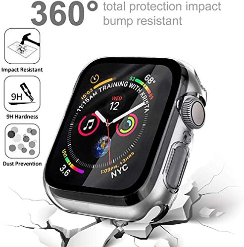 Dweyka [2 Pack] Protector de Pantalla para Apple Watch 40mm/44mm Serie SE 6/5/4,PC Funda + Cristal Templado, Protección Completo Anti-Rasguños Case para Nueva iWatch Series 5/4-Negro + Transparente