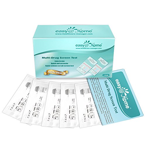 Easy@Home 5 x Test de Multidrogas Orina, Detecta Cocaína (COC), Marihuana (THC), Opio (Opi 2000), Anfetamina (AMP), Benzodiacepinas (BZO)- Pruebas de Multidrogas para la detección de 5 Drogas