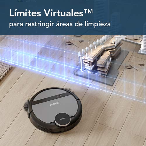 Ecovacs Deebot 901 - Robot Aspirador, mapeo inteligente láser, control con Alexa, App, Wifi, 3 modos de limpieza, 2 niveles succión, negro