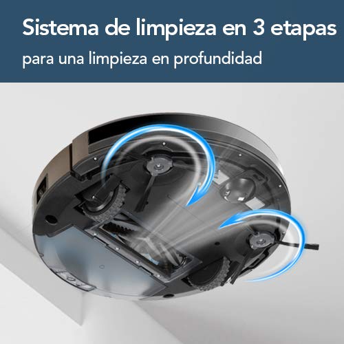 Ecovacs Deebot N79S - Robot Aspirador navegación aleatoria, App y Alexa, Wifi, 4 modos de limpieza, 2 niveles de succión, 60 dB, suelos duros y alfombras, detecta obstáculos y desniveles, negro