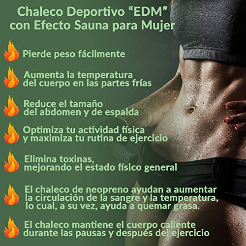 EDM - Chaleco Faja Quema Grasa Mujer con Cuerda Saltar - Faja Reductora Mujer Adelgazante - Camiseta Reductora Mujer - Chaleco Quema Grasa Mujer con Cremallera - Fajas De Neopreno para Adelgazar S