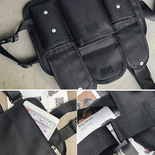 EFINNY Bolso táctico Unisex Bolsa de Pecho al Aire Libre Bolso de Cintura Hip Hop Streetwear Bolsa de Pecho táctico Funcional Bolso Bandolera Cruzada Mazo de Radio Paquete de Pecho Frontal