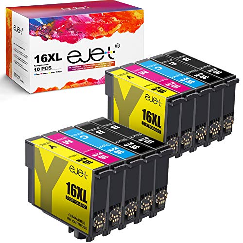 ejet 16xl Compatible para Epson 16XL Cartuchos de Tinta para WF2630 WF2510 WF2760 WF2530 WF2520 WF2540 WF2750 WF2660 WF2650 WF2010 (10 Pack)