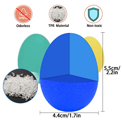 EKKONG Pelota Antiestres, Pelota Rehabilitacion Mano, Fortalecedor de Mano, Pelotas en Forma de Huevo para Fortalecer Manos y Dedos (6 Piezas)