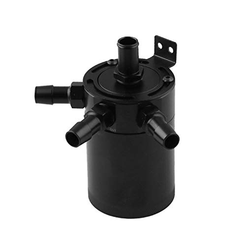 El tanque del retén de aceite universal de 3 puertos compacto Baffled Oil Can aceite de aire del tanque separador Kit Negro Accesorios de aluminio Accesorios de coche