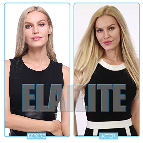 Elailite Double Wefts Extensiones de Clip de Pelo Natural Cabello Humano Remy - 35cm (120g) #4/27 Marrón Medio/Rubio Sombra -Muy Gruesas Mechas Mujer Clips Human Hair