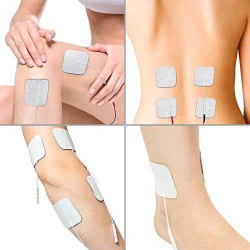 Electrodos para electroestimuladores Med-Fit, Prorelax Axion,Tenscare Saneo 40 Electrodos de duración de la más alta calidad 5cm x 5cm- Adecuado para todas las decenas con conectores de 2 mm.